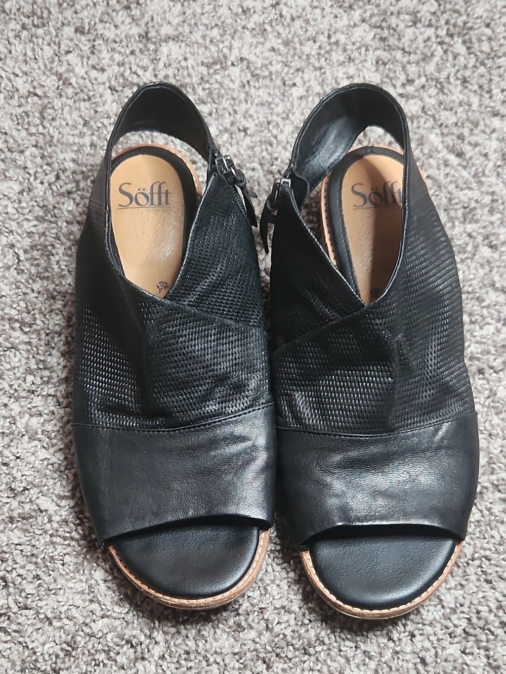 Söfft Black Open-Toe Slingback Mules